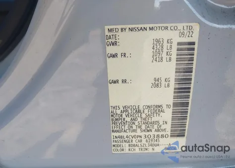 2023 Nissan Altima Sr Fwd from USA, damaged, VIN 1N4BL4CV0PN303880